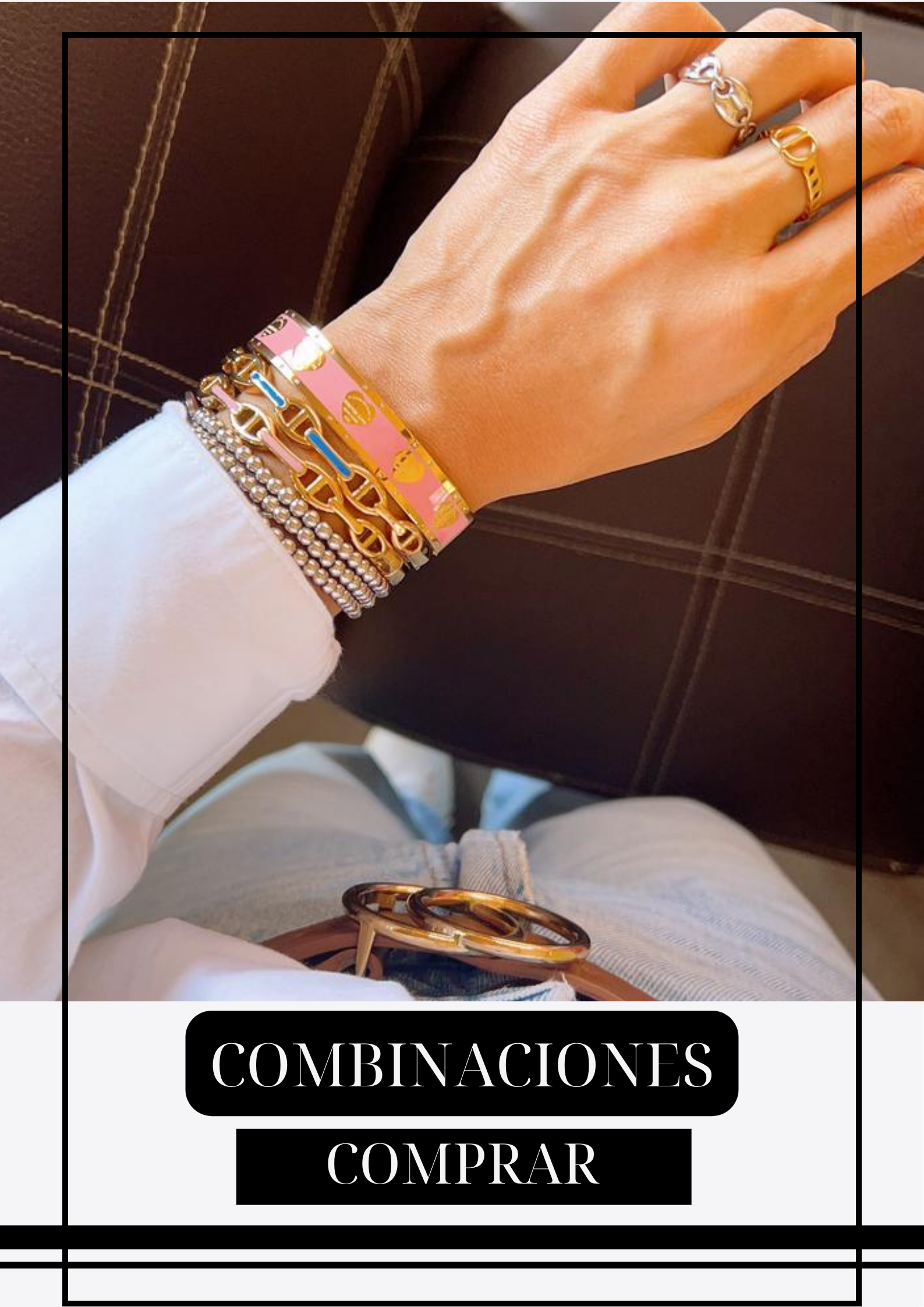 Brazalete H Clic Dorado Pink