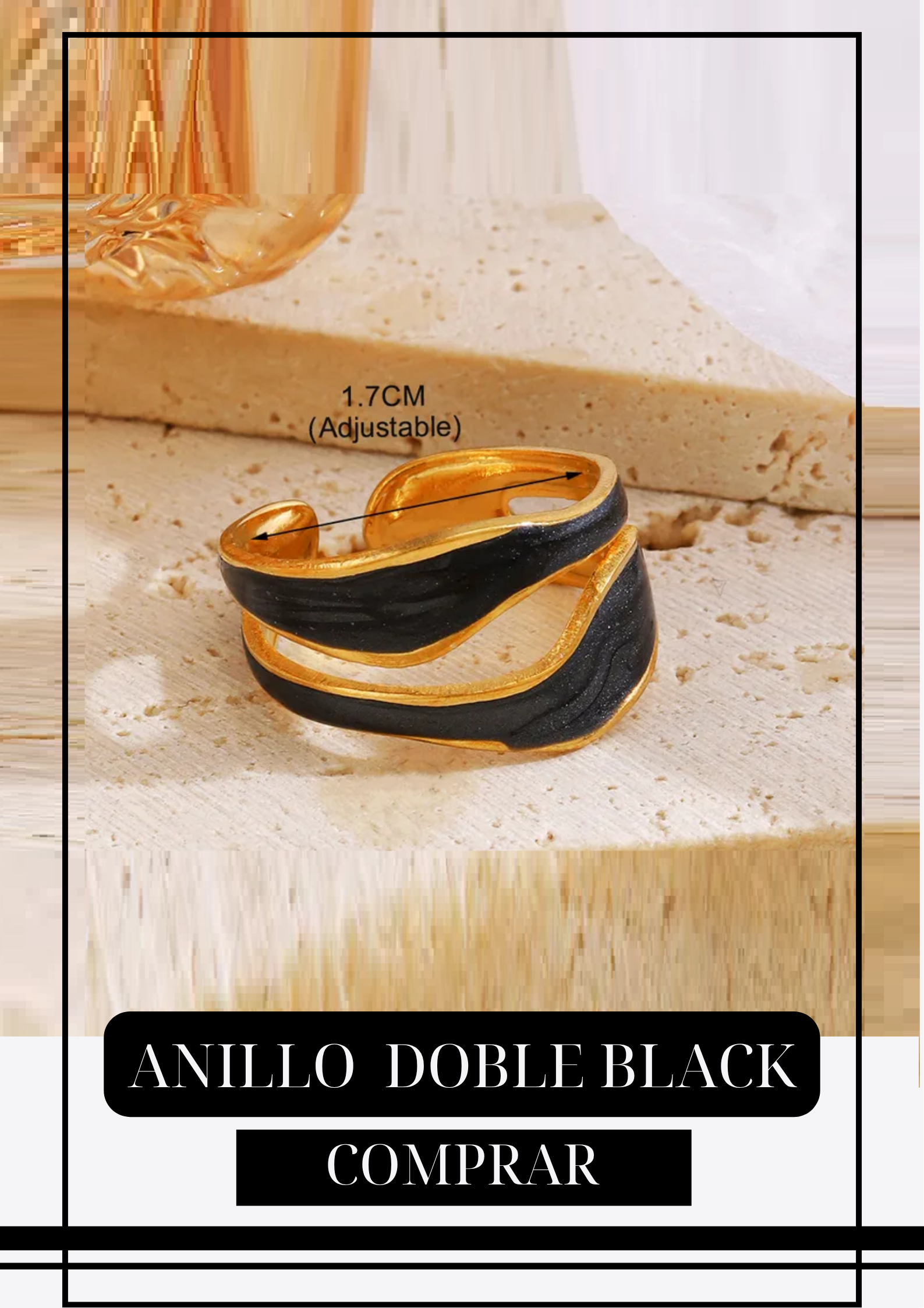 Anillo Ajustable Doble Black