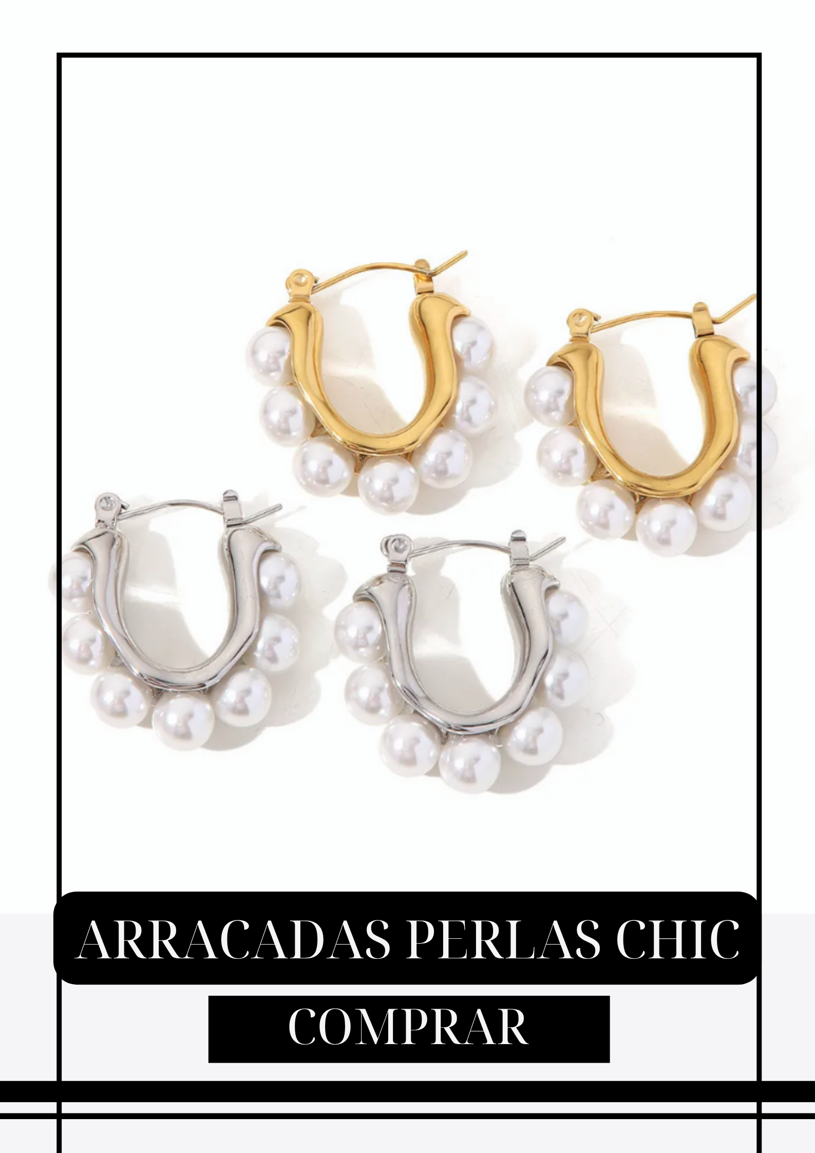 Arracadas Perlas Doradas chic