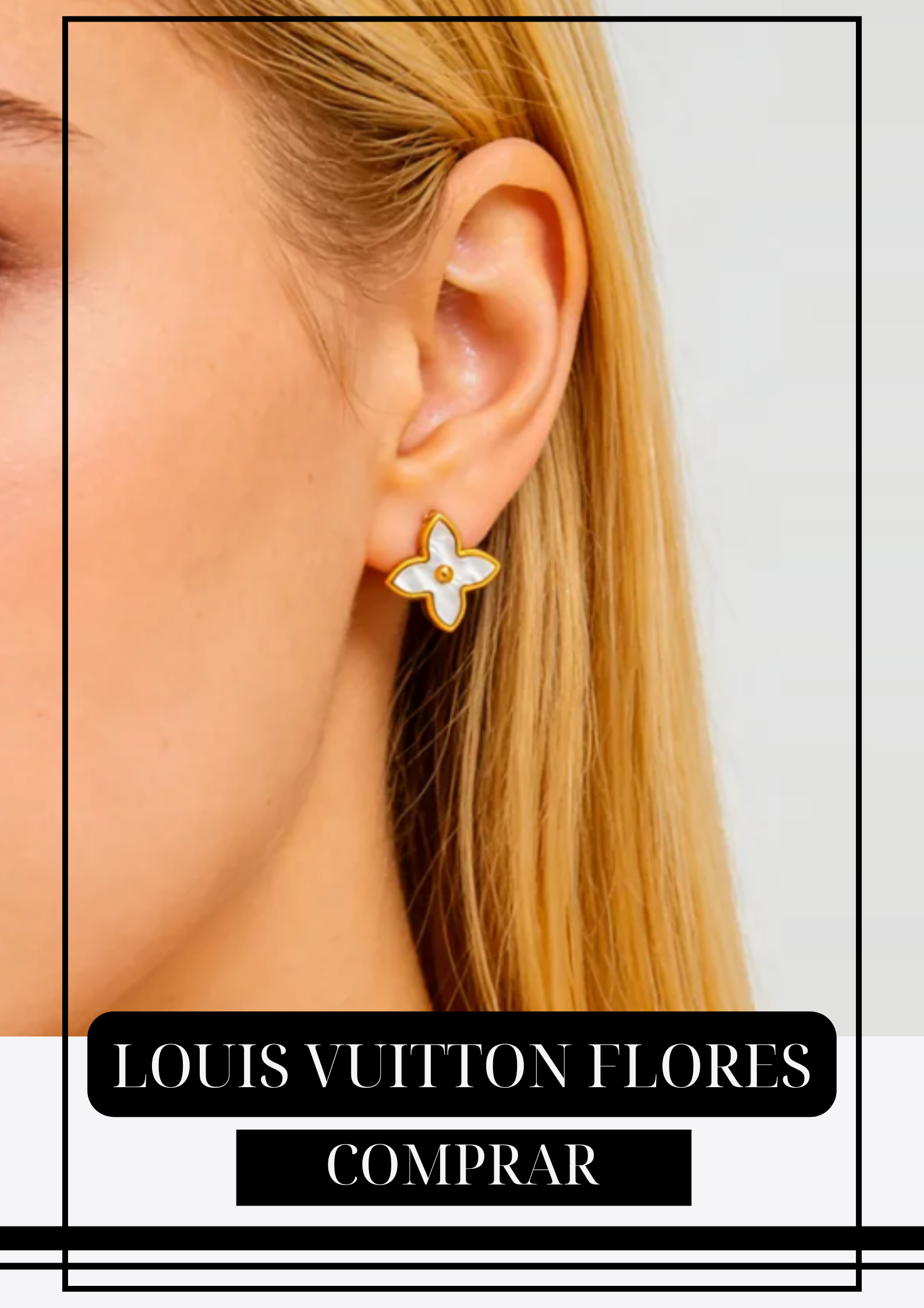 Aretes LV Flores Plata