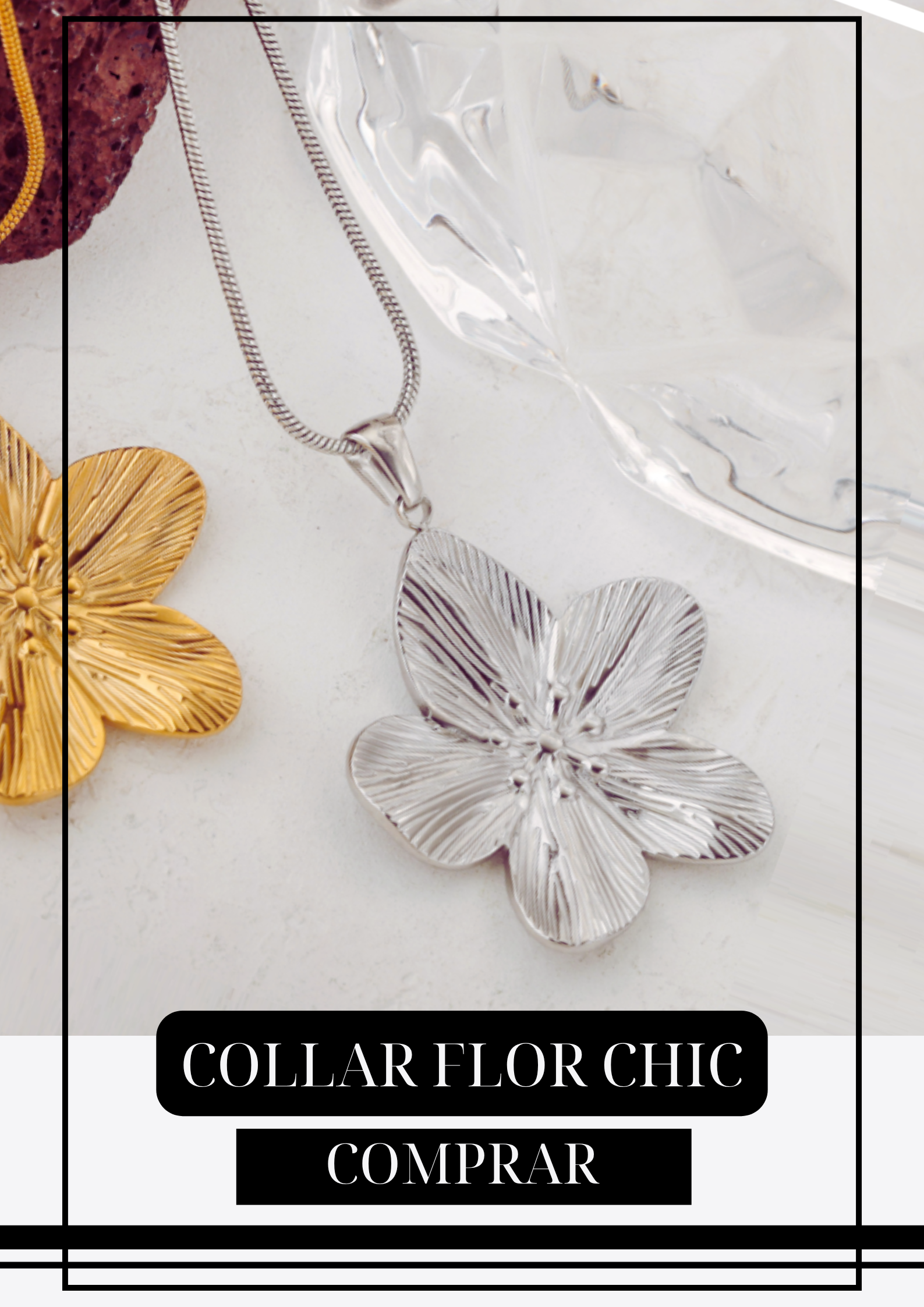 Collar Flor Chic Plateado