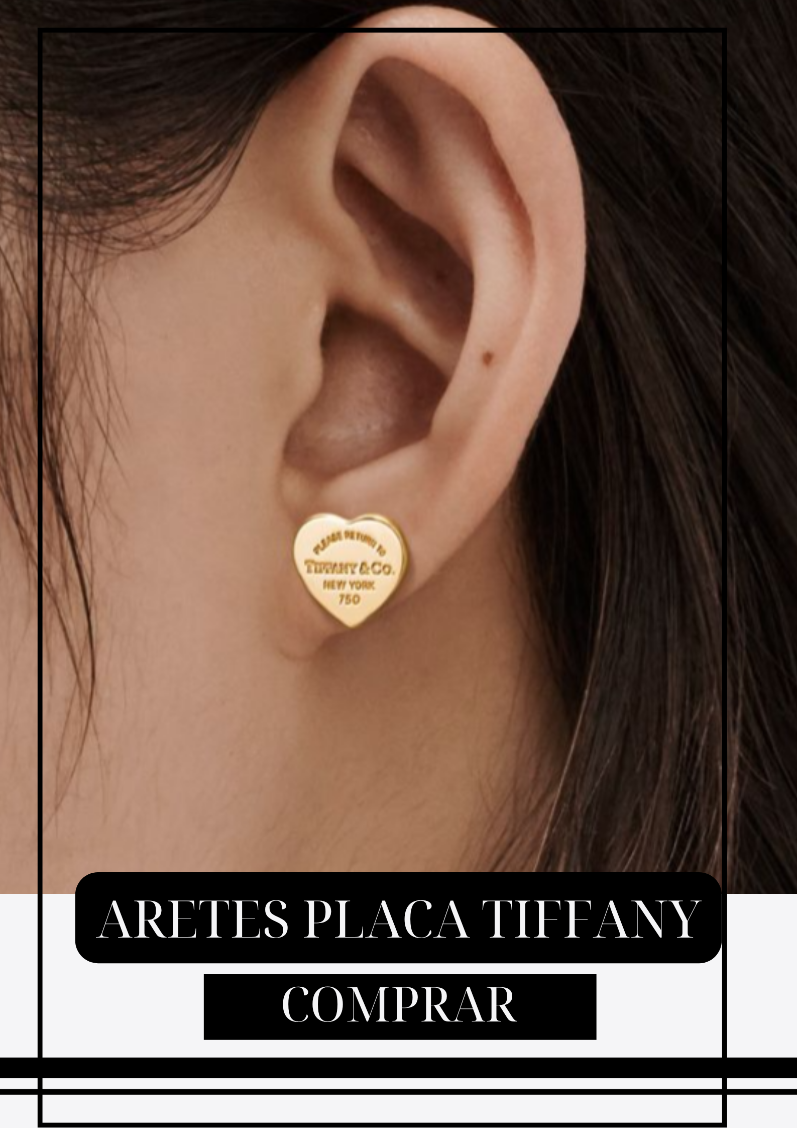 Aretes Placa Tiff Dorados