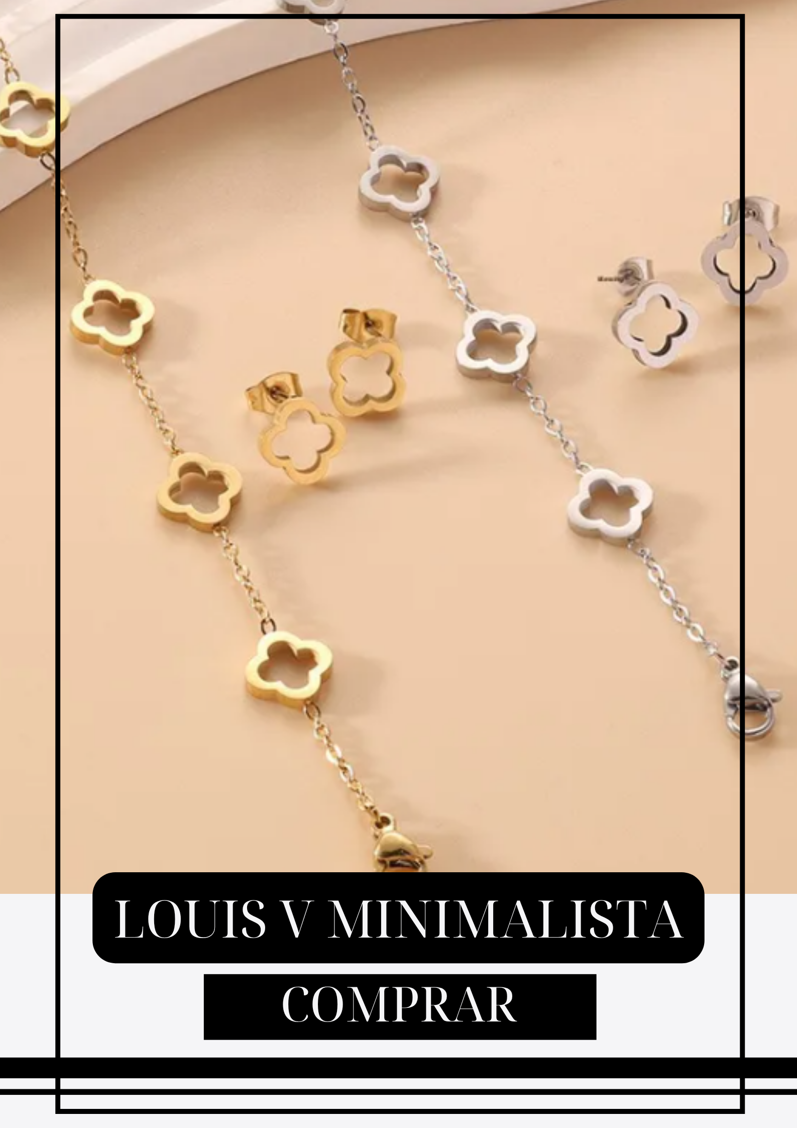 Set Pulsera y Aretes LV Gold