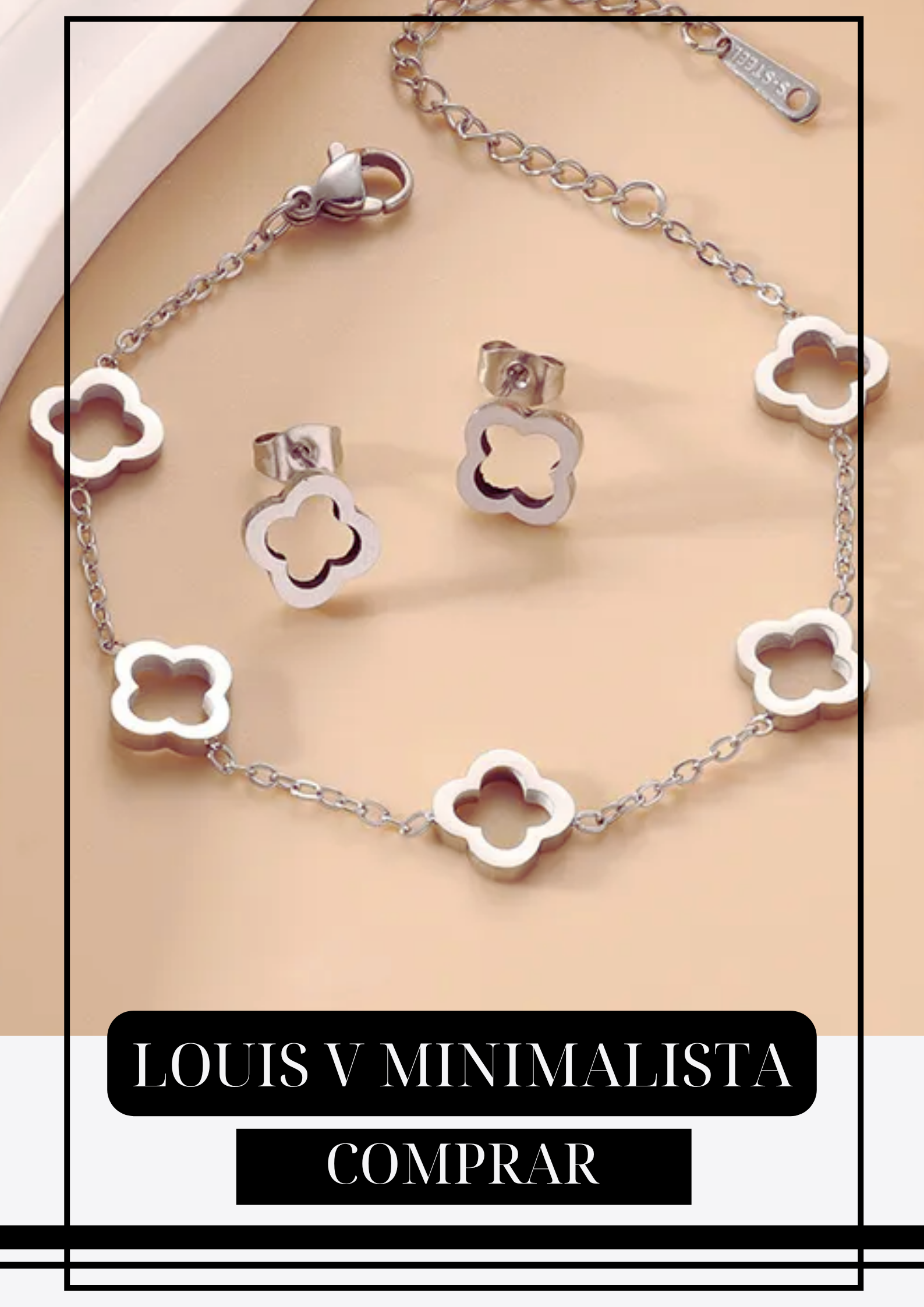 Set Pulsera y Aretes LV Silver