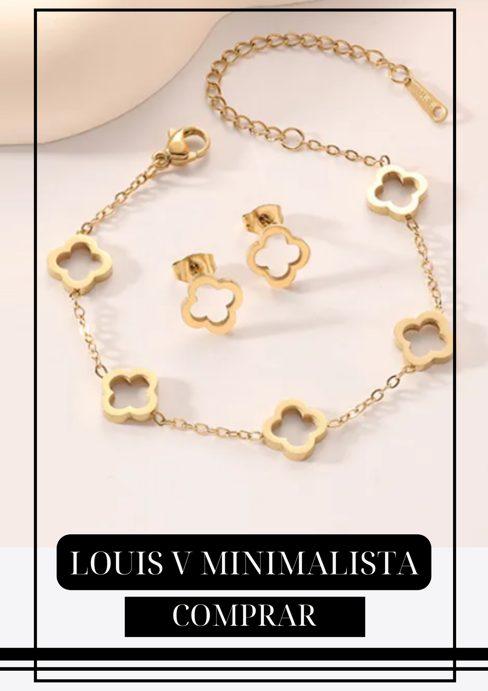Set Pulsera y Aretes LV Gold