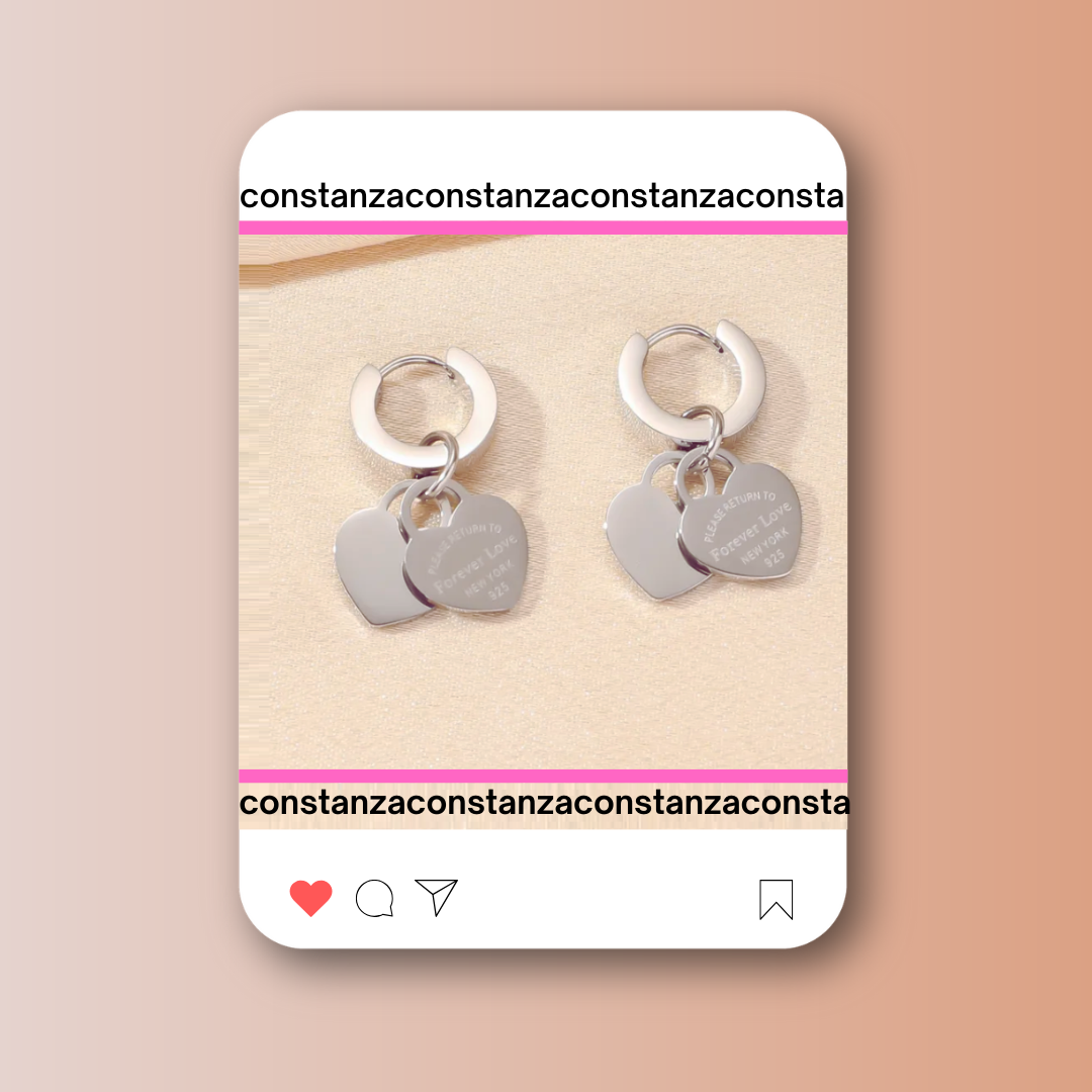 Aretes Return Doble Placa Silver