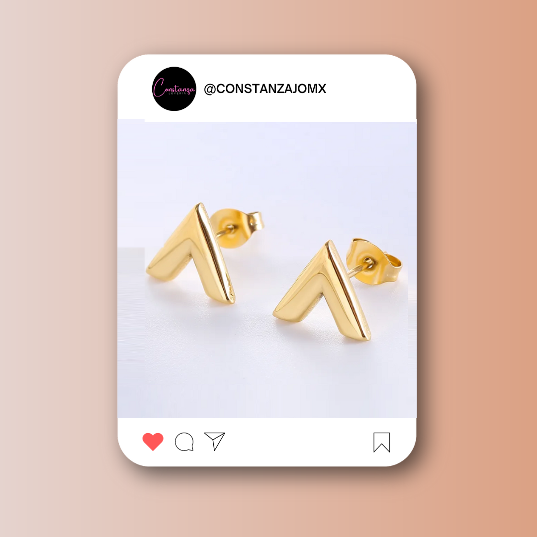 Aretes Louis V minimalistas Dorados