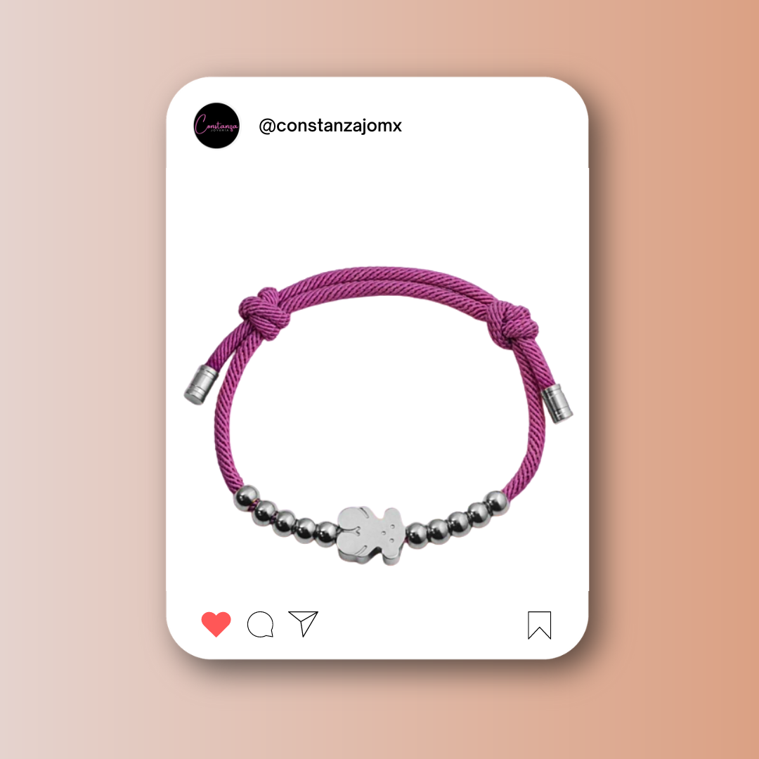 Pulsera Cordón Osito Pink