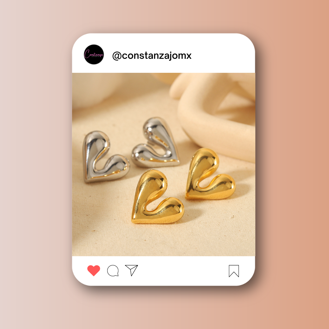 Aretes corazones chunky silver