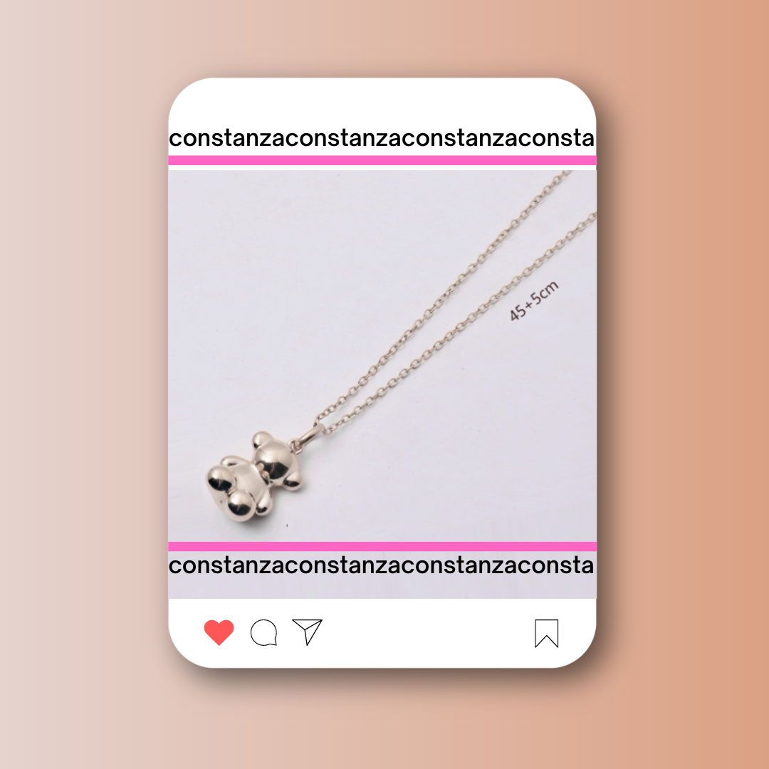 Collar Osito Trendy Plateado