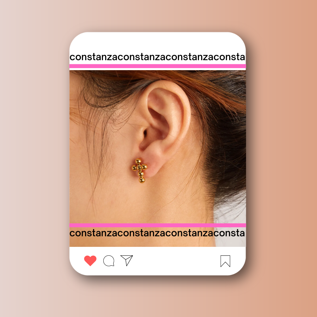 Aretes Crucecitas Doradas