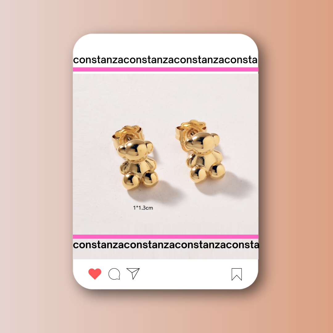 Aretes Osito Trendy Dorado