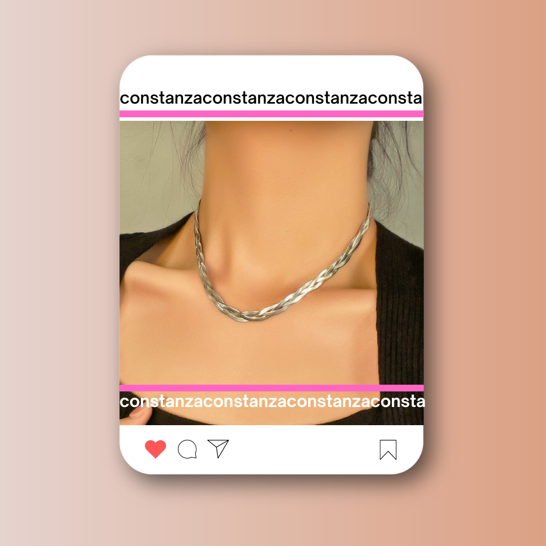 Collar Serpiente Triple Plateada