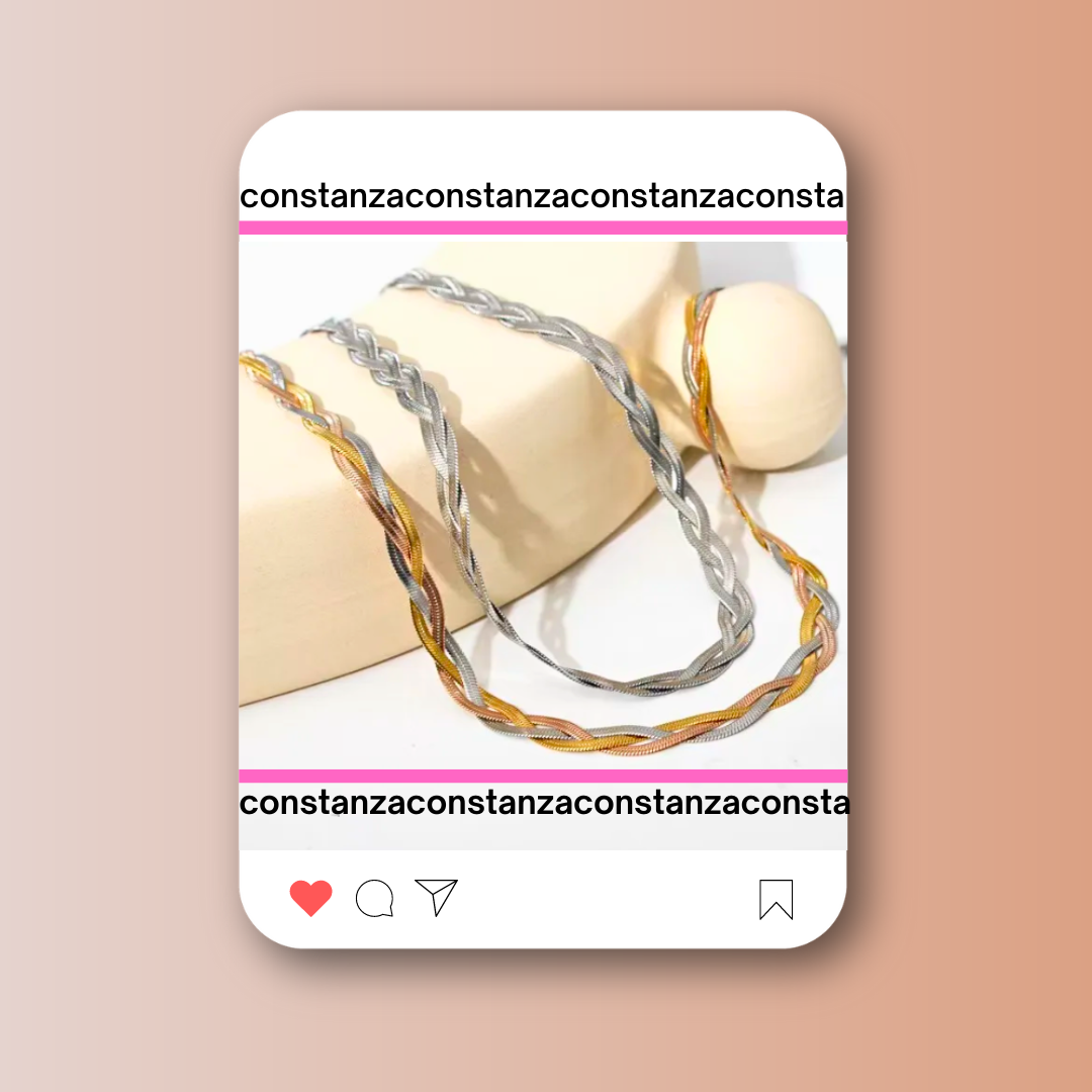 Collar Serpiente Triple Plateada