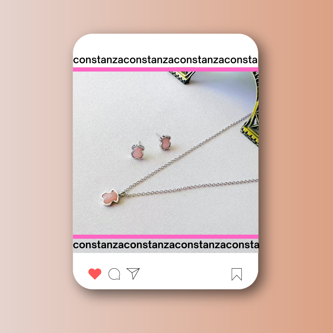 SET: Mini Ositos Pink Plateado
