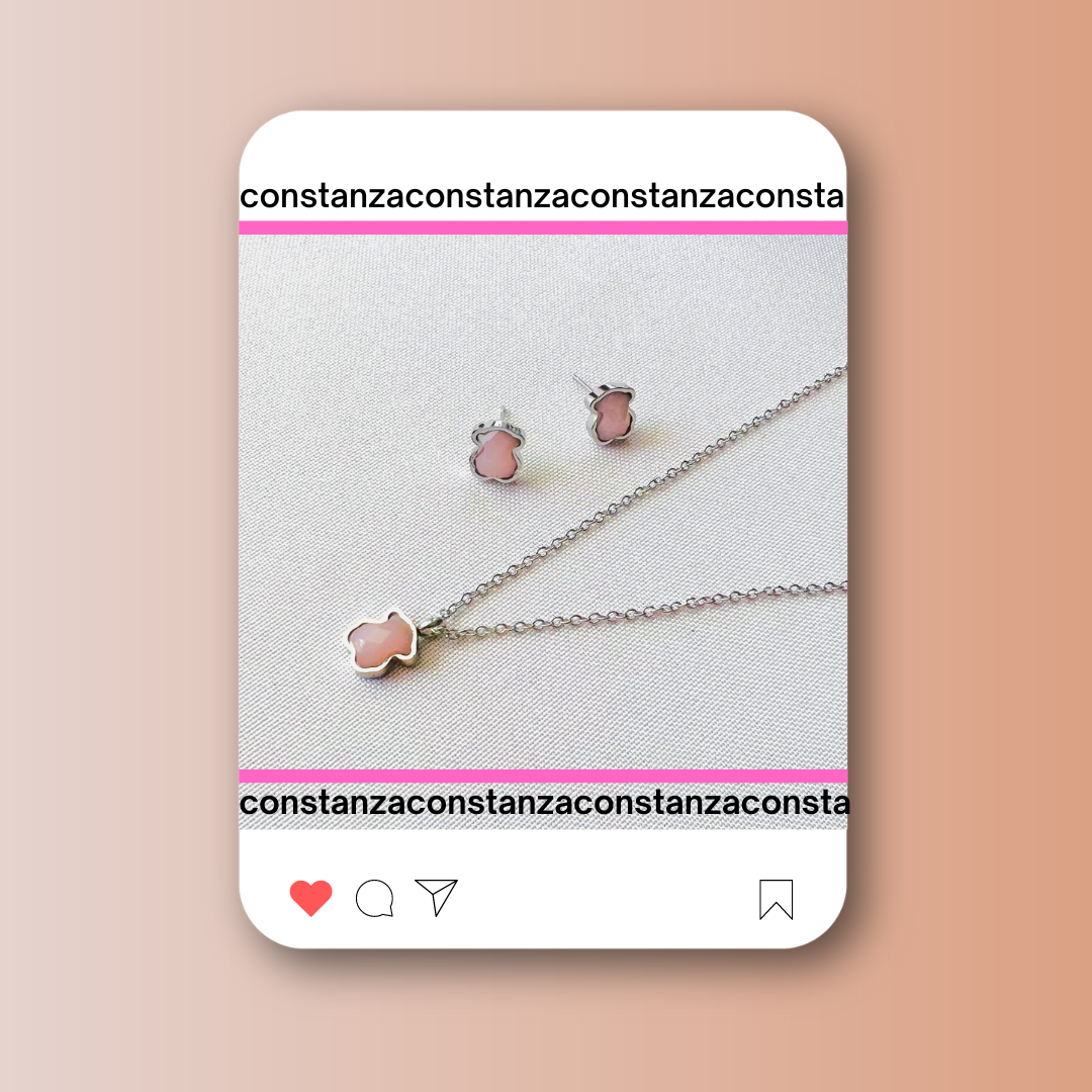 SET: Mini Ositos Pink Plateado