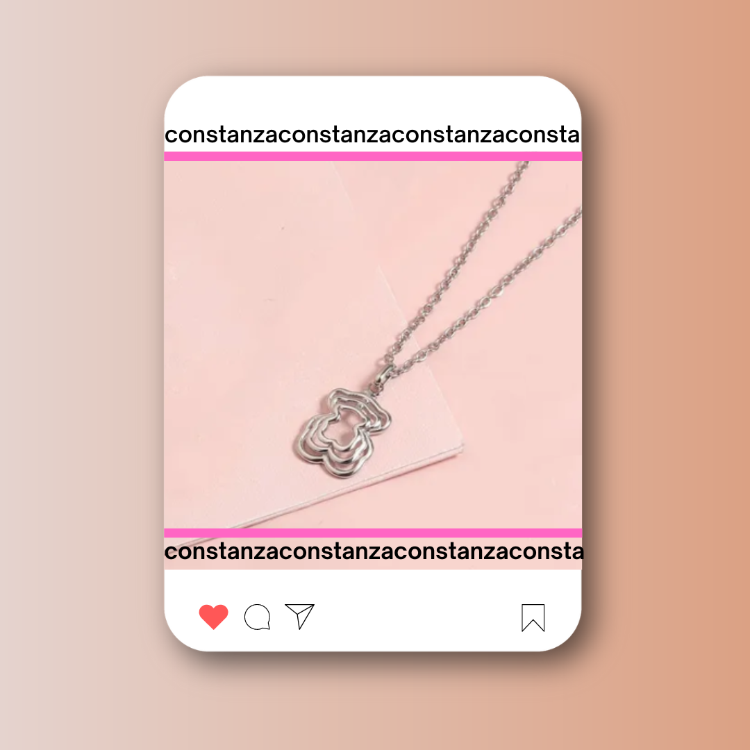 SET: Collar y Aretes Triple Oso Plateado POP