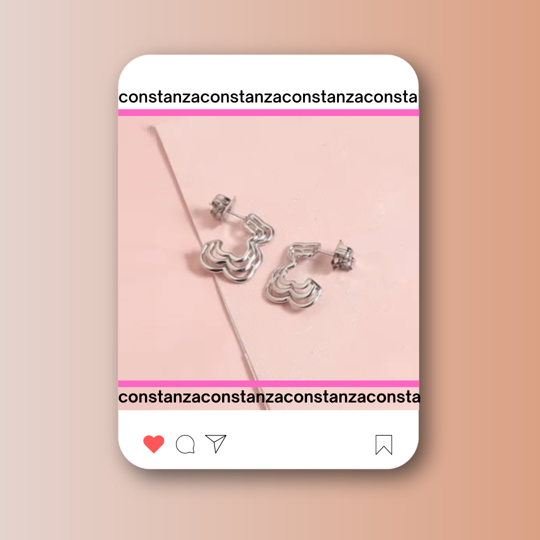 SET: Collar y Aretes Triple Oso Plateado POP