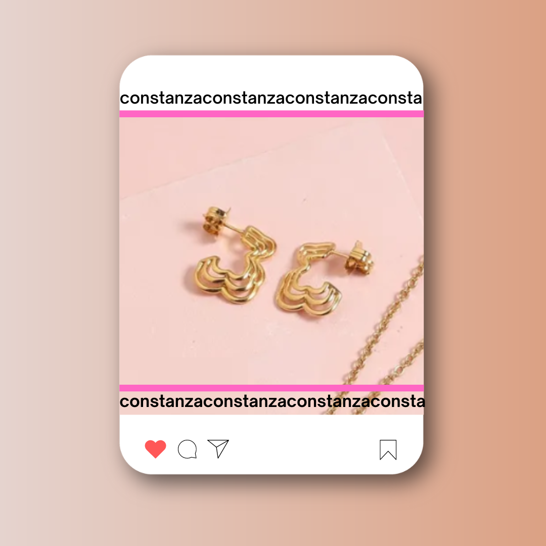 SET: Collar y Aretes Triple Oso Dorado POP