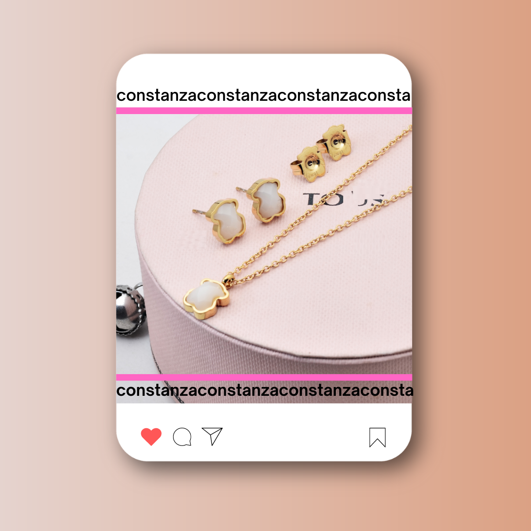Set: Mini Ositos Blanco/Dorado