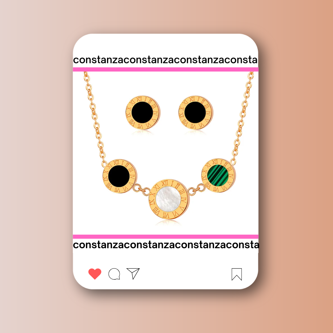 Set BV Dorado: Collar y Aretes