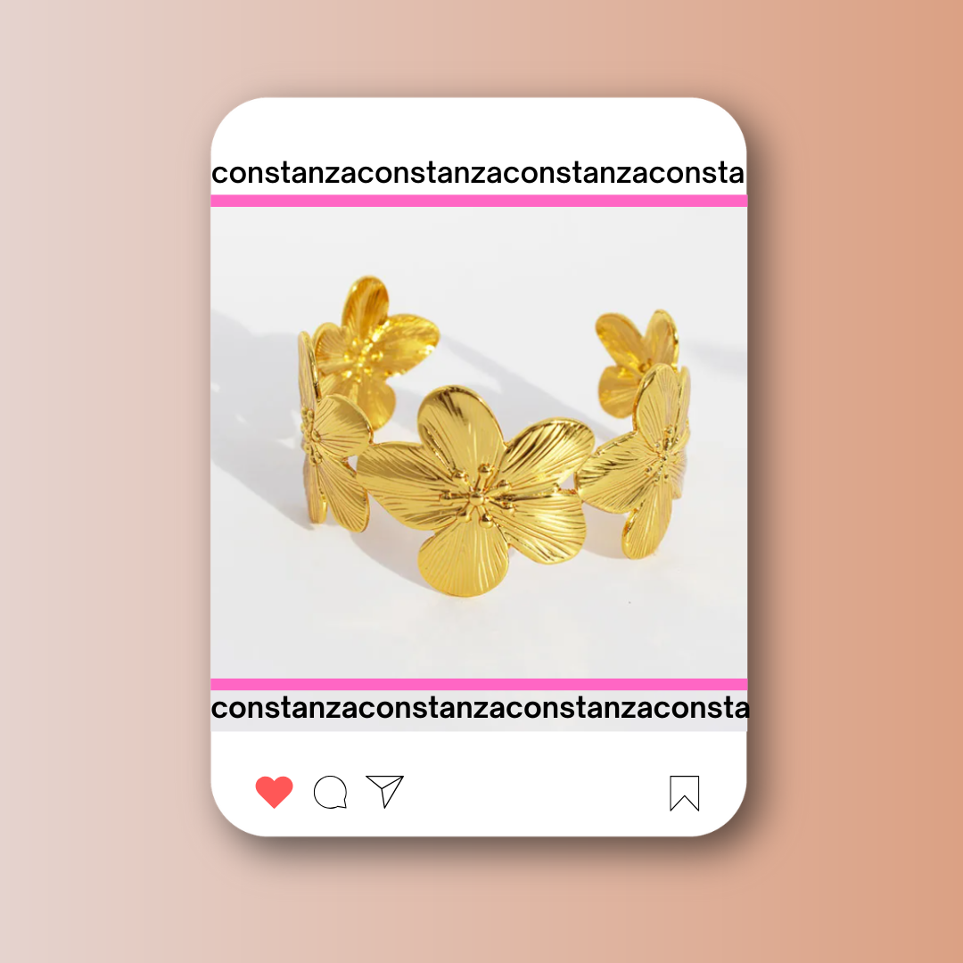 Brazalete Flor Romantic Dorado