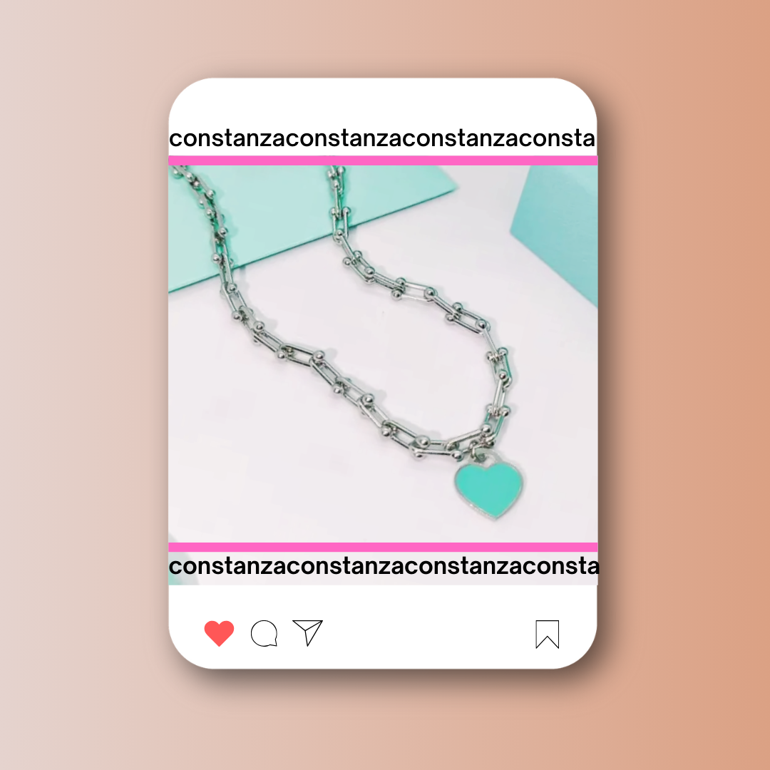 Collar Sugar Plateado Dije Verde