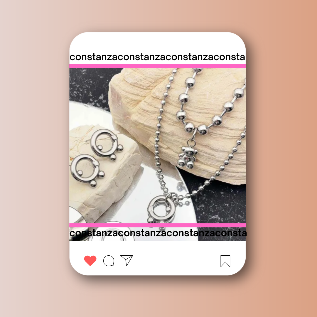 SET Ositos Collar Doble Sugar y Aretes