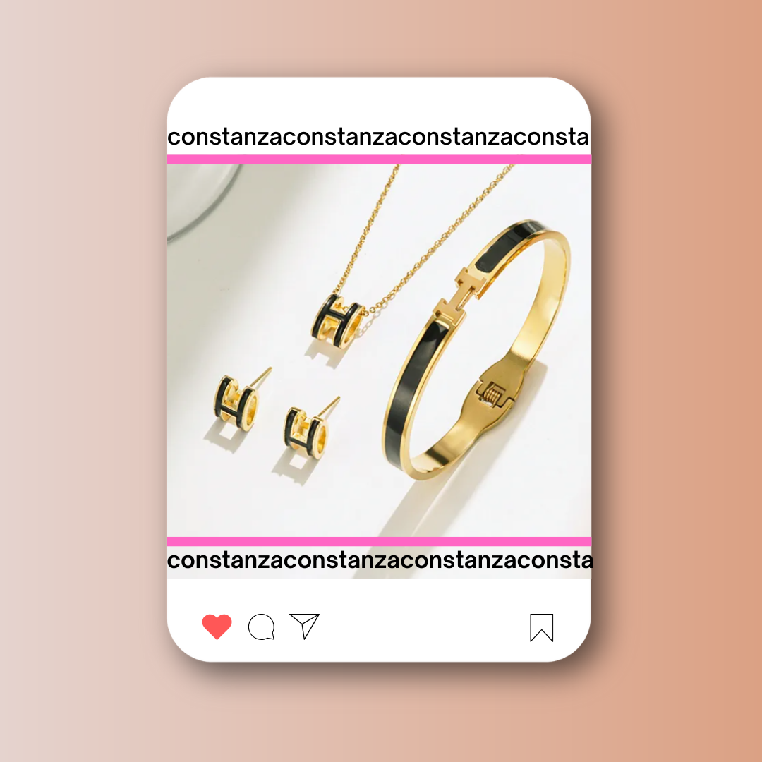 Set H Brazalete, Collar y Aretes Negros