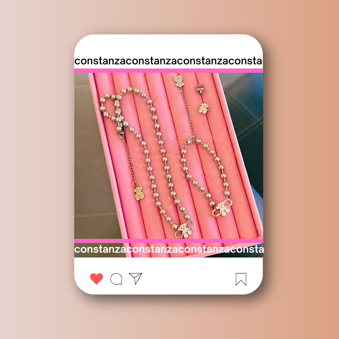 Set Osito Sugar Plateado