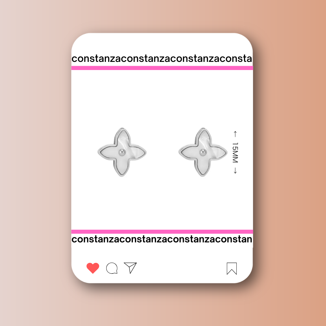 Aretes LV Flores Plata