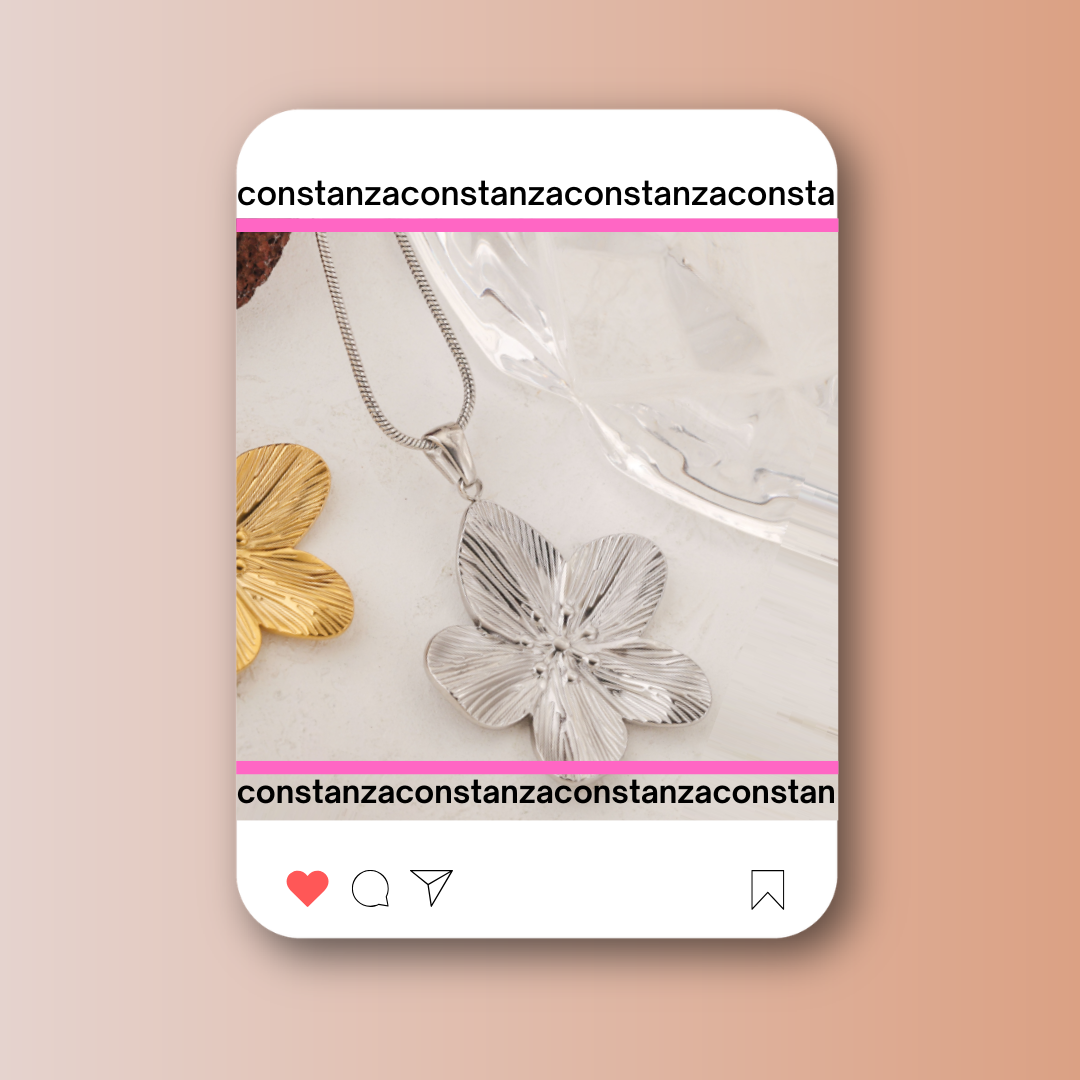 Collar Flor Chic Plateado