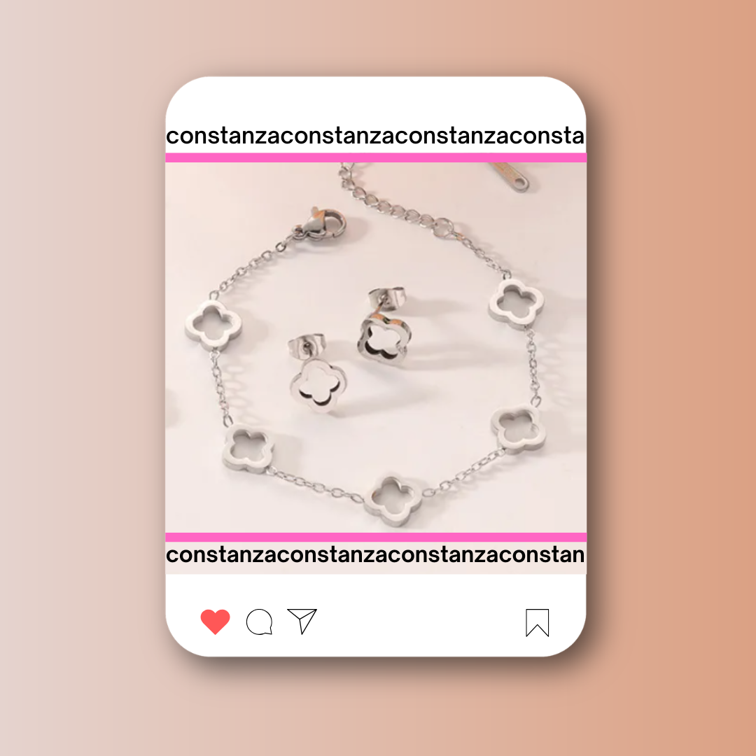 Set Pulsera y Aretes LV Silver